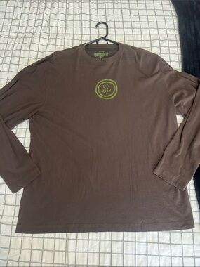 Life Is Good Men's Brown Long-Sleeve Tee with Green Logo